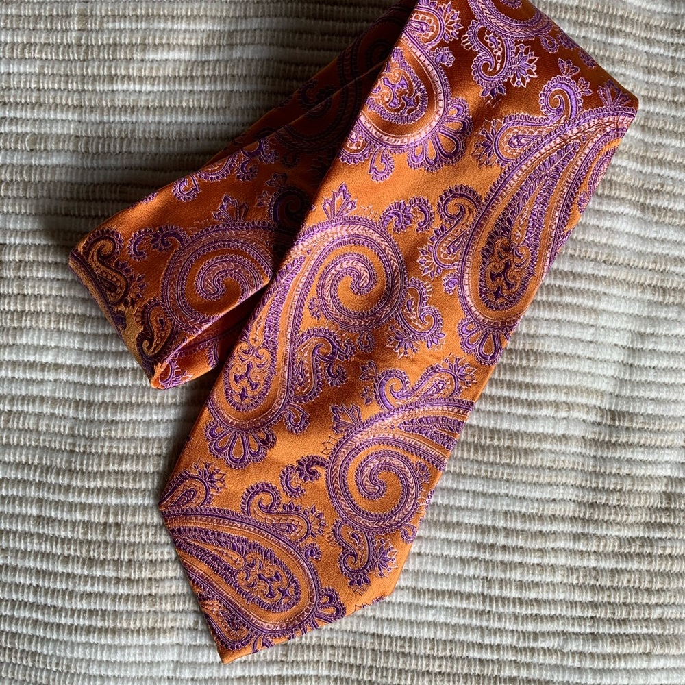 Orange & Purple Paisley Necktie - Altea